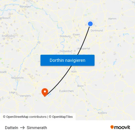 Datteln to Simmerath map