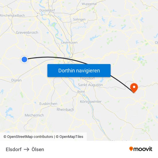 Elsdorf to Ölsen map