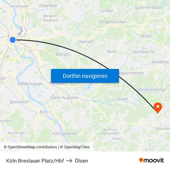 Köln Breslauer Platz/Hbf to Ölsen map