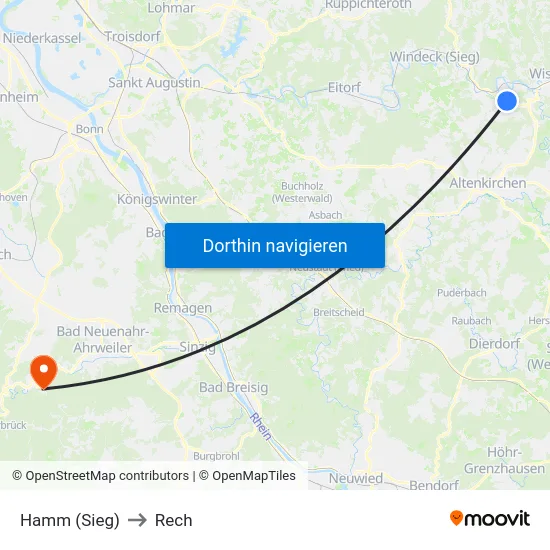 Hamm (Sieg) to Rech map