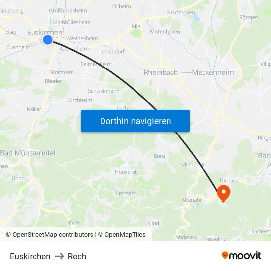 Euskirchen to Rech map