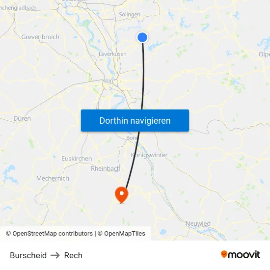 Burscheid to Rech map