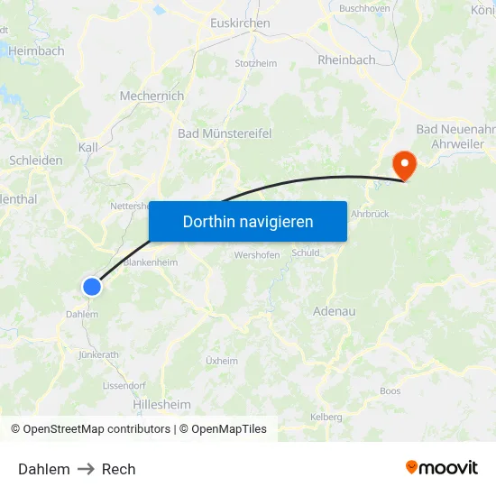 Dahlem to Rech map