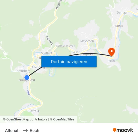 Altenahr to Rech map