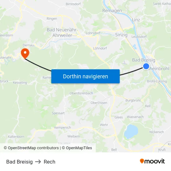 Bad Breisig to Rech map