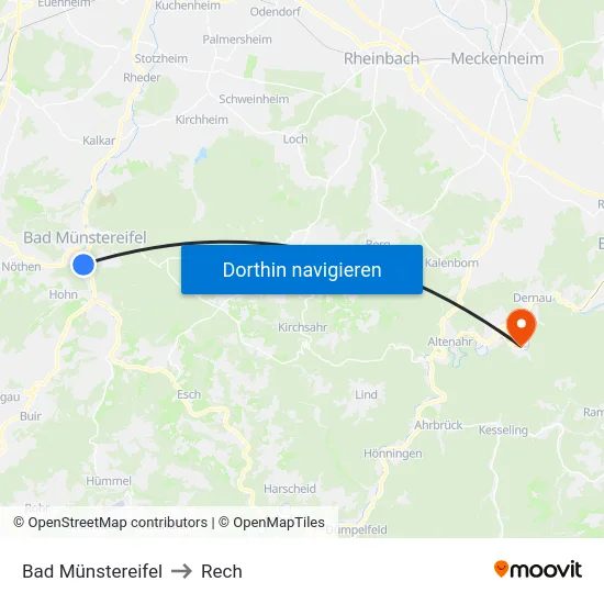 Bad Münstereifel to Rech map