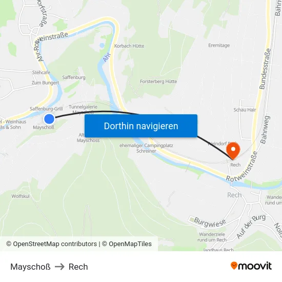 Mayschoß to Rech map