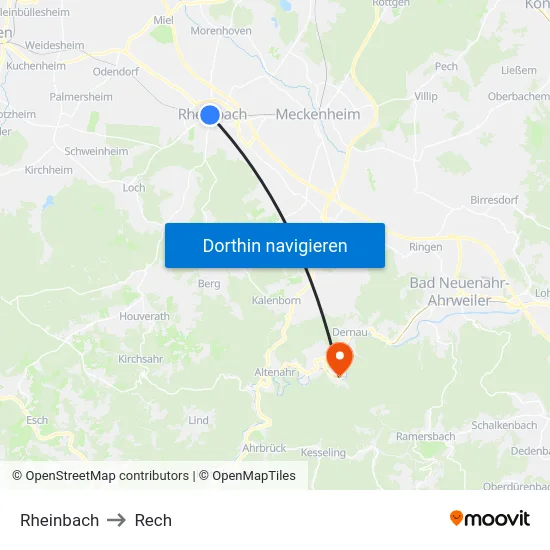 Rheinbach to Rech map