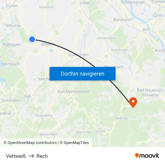 Vettweiß to Rech map