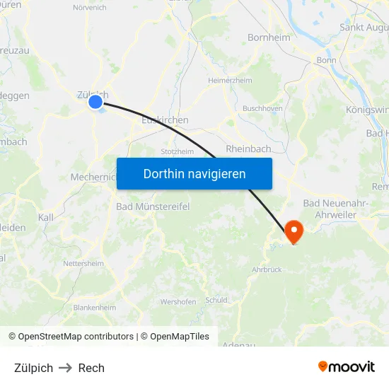 Zülpich to Rech map