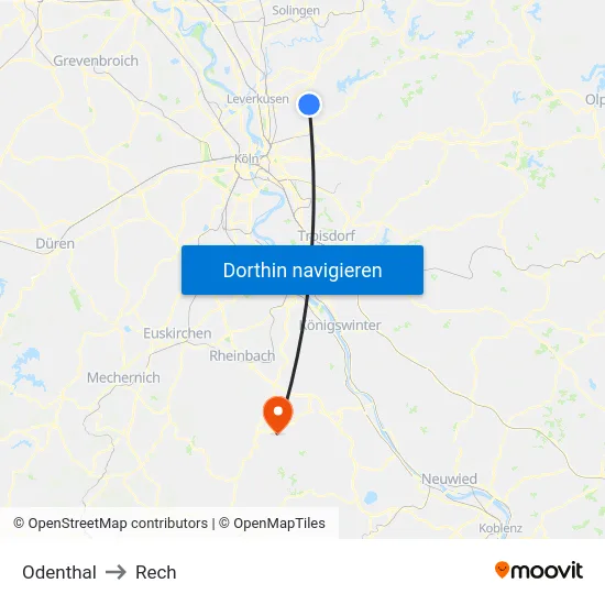 Odenthal to Rech map