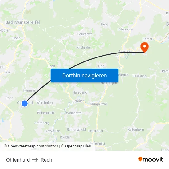 Ohlenhard to Rech map