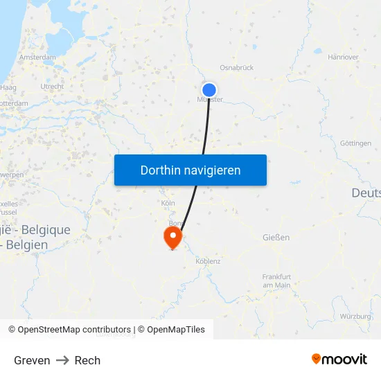 Greven to Rech map