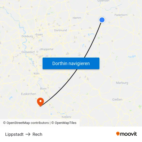 Lippstadt to Rech map