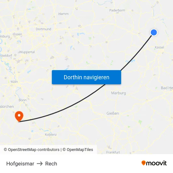 Hofgeismar to Rech map
