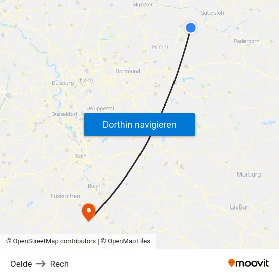 Oelde to Rech map