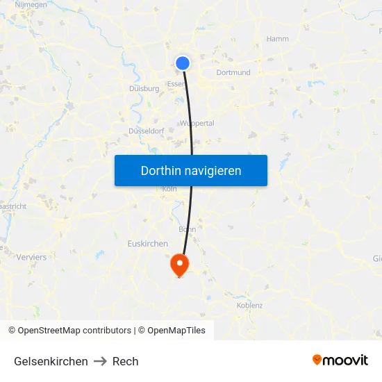 Gelsenkirchen to Rech map