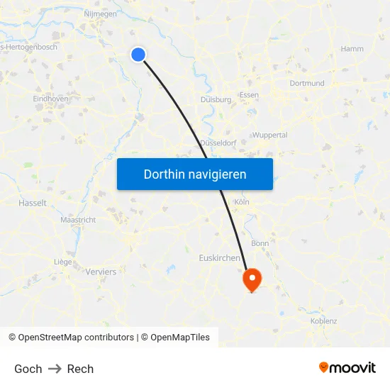 Goch to Rech map