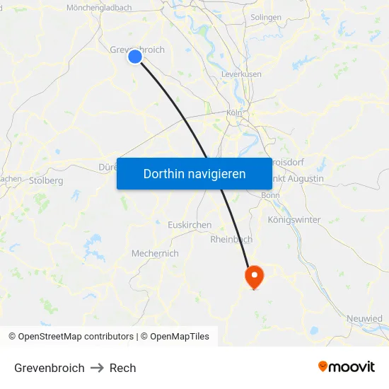 Grevenbroich to Rech map