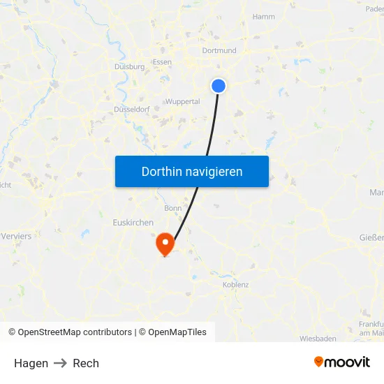Hagen to Rech map