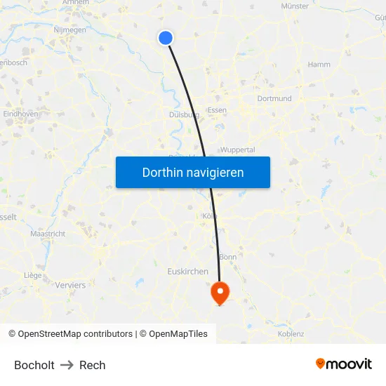 Bocholt to Rech map