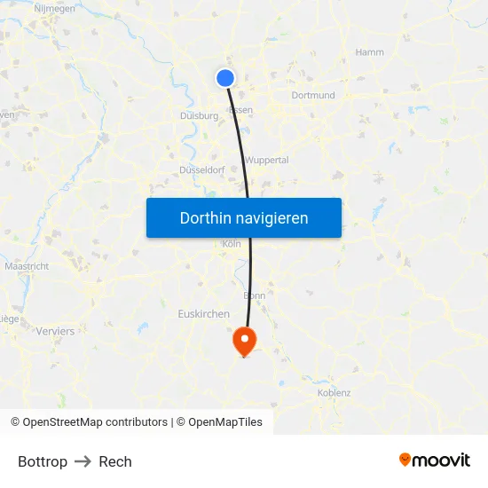 Bottrop to Rech map