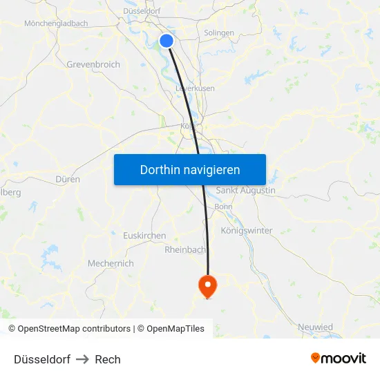 Düsseldorf to Rech map