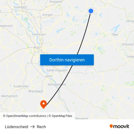 Lüdenscheid to Rech map