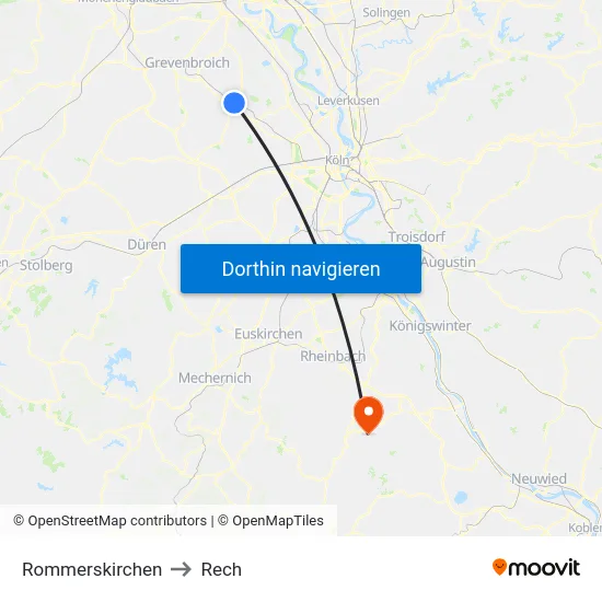Rommerskirchen to Rech map