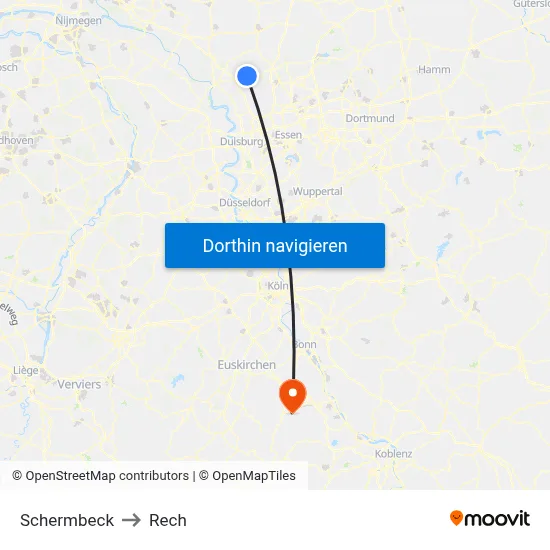 Schermbeck to Rech map