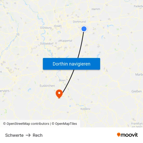 Schwerte to Rech map