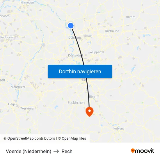 Voerde (Niederrhein) to Rech map