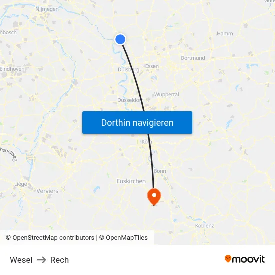 Wesel to Rech map