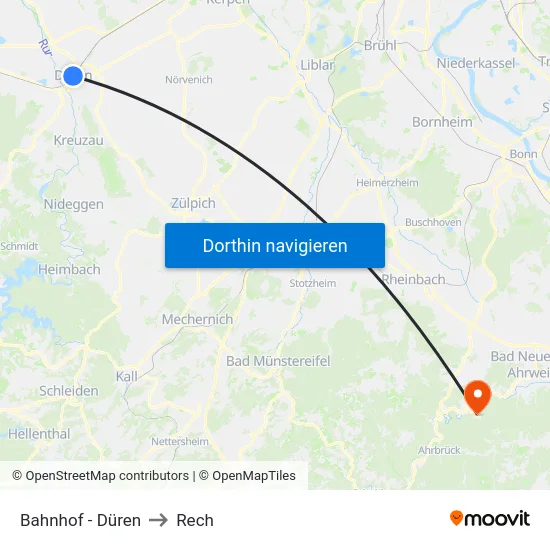Bahnhof - Düren to Rech map