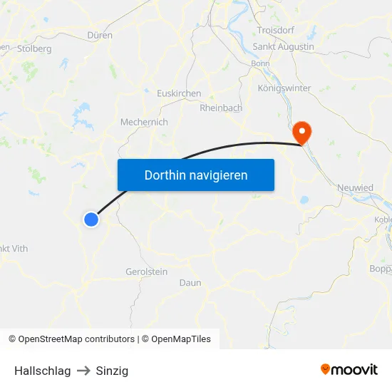 Hallschlag to Sinzig map
