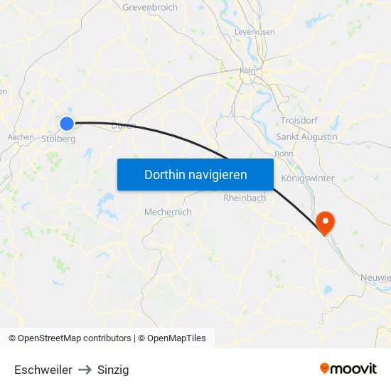 Eschweiler to Sinzig map