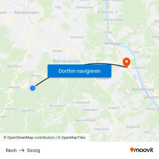 Rech to Sinzig map