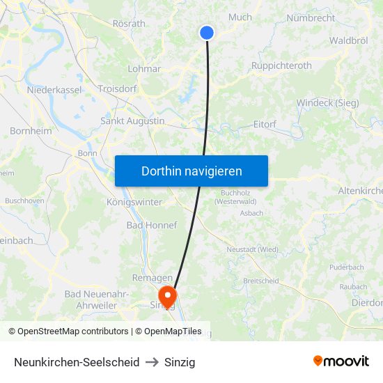 Neunkirchen-Seelscheid to Sinzig map
