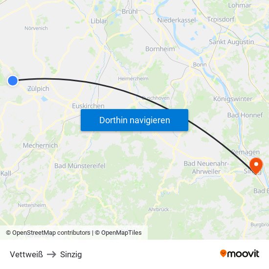 Vettweiß to Sinzig map