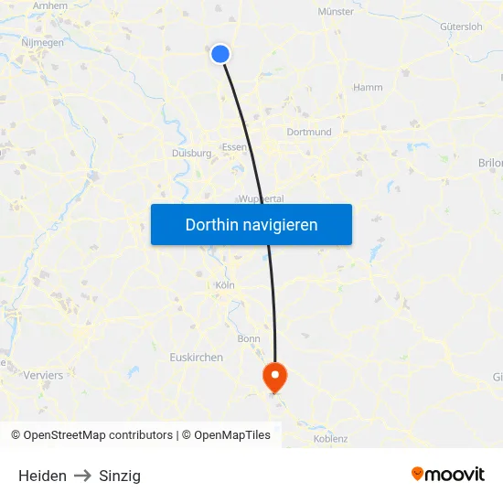 Heiden to Sinzig map