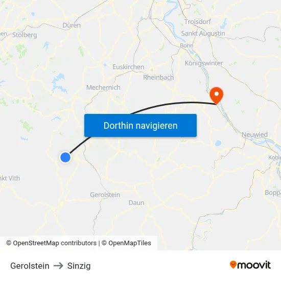 Gerolstein to Sinzig map