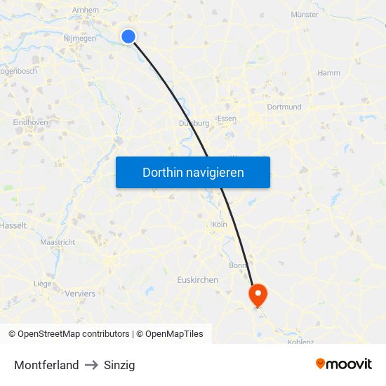 Montferland to Sinzig map