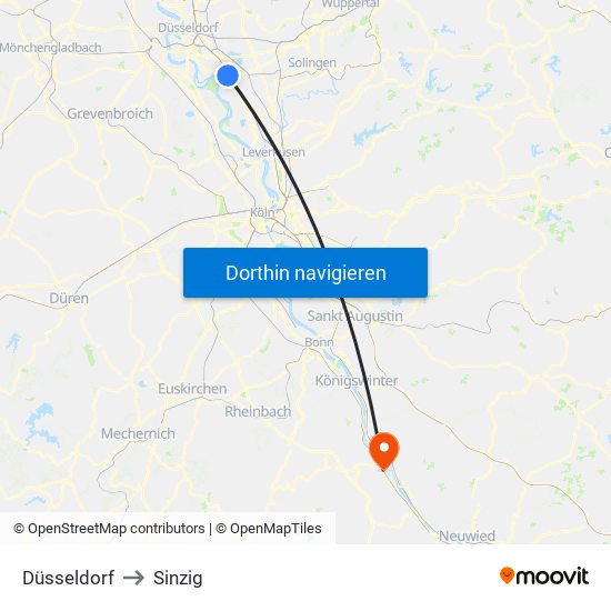 Düsseldorf to Sinzig map