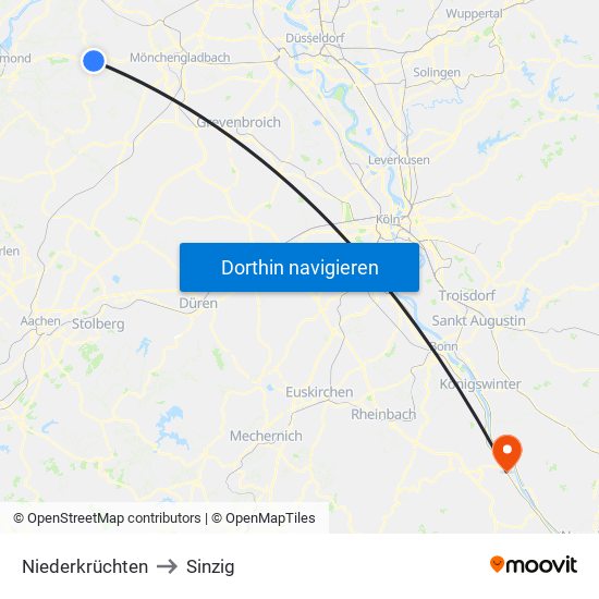 Niederkrüchten to Sinzig map