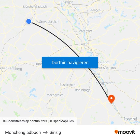 Mönchengladbach to Sinzig map