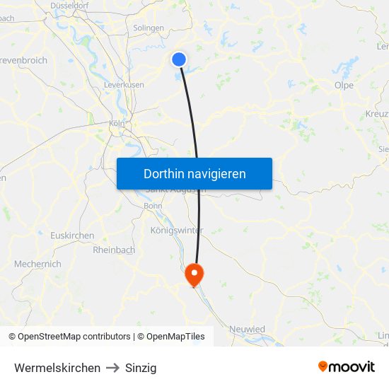 Wermelskirchen to Sinzig map