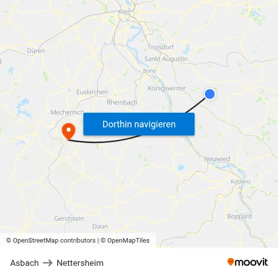 Asbach to Nettersheim map