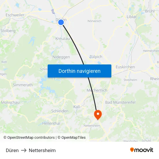 Düren to Nettersheim map