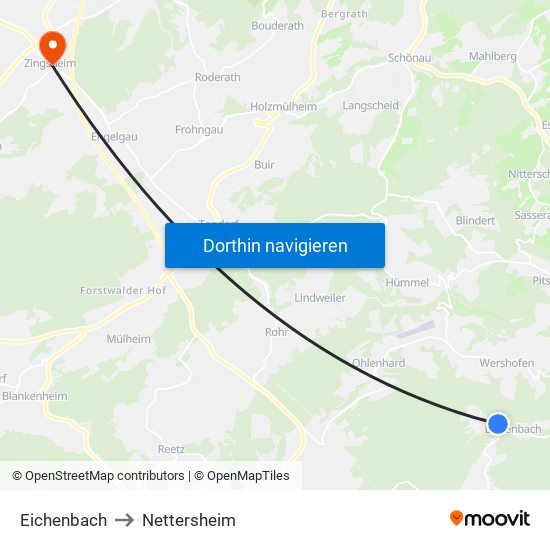 Eichenbach to Nettersheim map