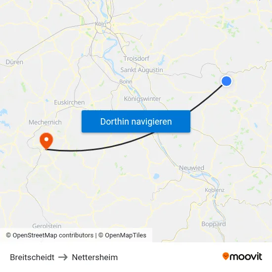Breitscheidt to Nettersheim map